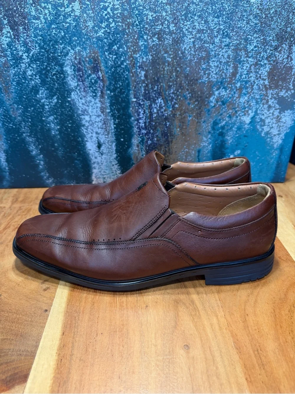 Clarks Classic Unstructured Brown Leather Slip-On Loafers Men’s Size 10 VGUC